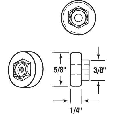 Prime Line M 6065 Shower Door Roller, Flat Edge Nylon Tire, Steel Ball, 5/8 In. Diam., 2-Pk.