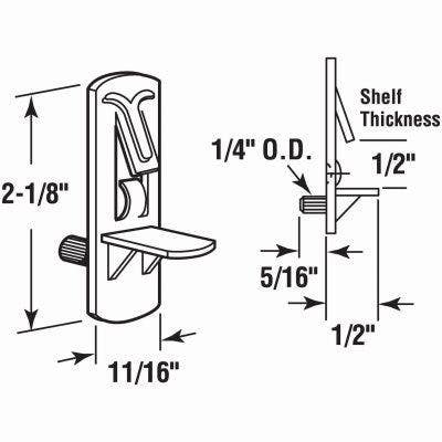 Prime Line 243416 Shelf Support Pegs, Self-Locking, Clear, 1/4 x 1/2-In. , 4-Pk.