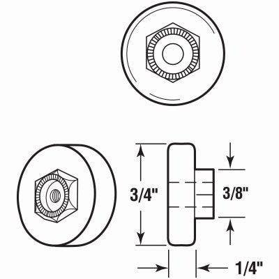Prime Line 1901-B Shower Door Roller, Flat Edge Nylon Tire, 3/4-In. Diam., 4-Pk.
