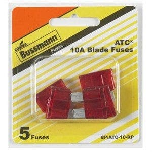 Cooper Bussmann BP/ATC-10-RP Automotive Blade Fuses, Red, 10-Amp, 5-Pk.
