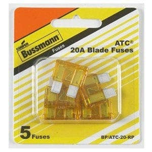 Cooper Bussmann BP/ATC-20-RP Automotive Blade Fuses, Yellow, 20-Amp, 5-Pk.