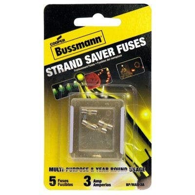 Cooper Bussmann BP/MAS-3A Holiday Mini Light Set Fuse, 3-Amp, 125-Volt, 5-Pk.