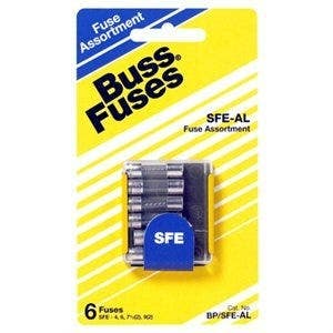 Cooper Bussmann BP/SFE-AL6-RP SFE Low A Fuse Assortment, Clear, 6-Pk.