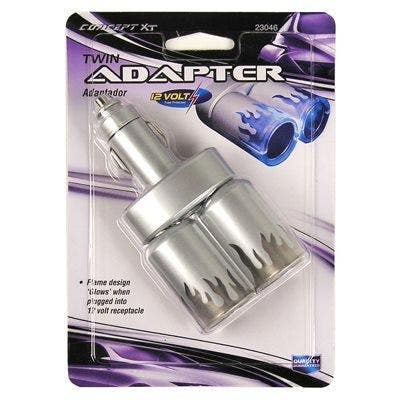 Custom Accessories 23046 Twin Car Adapter, 2-12 Volt Ports, Blue Flame Light Indicator