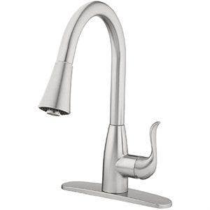 Homewerks Worldwide 239958 Kitchen Faucet With Pull-Down Spray, Single Handle, Brushed Nickel