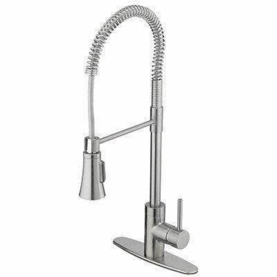 Homewerks Worldwide 240696 Industrial Kitchen Faucet With Pull-Down Spray, Single Handle, Stainless Steel