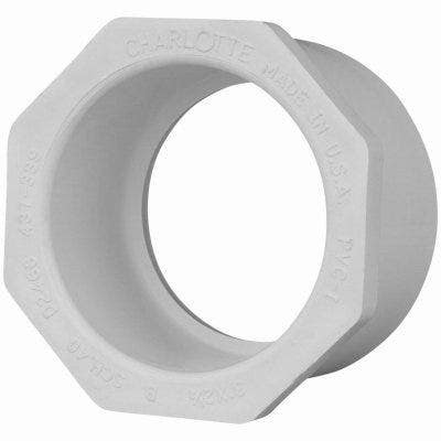Charlotte Pipe & Foundry Company PVC 02107  1400HA Schedule 40 PVC Pressure Reducer Bushing, White, 2 x 1-1/2 in
