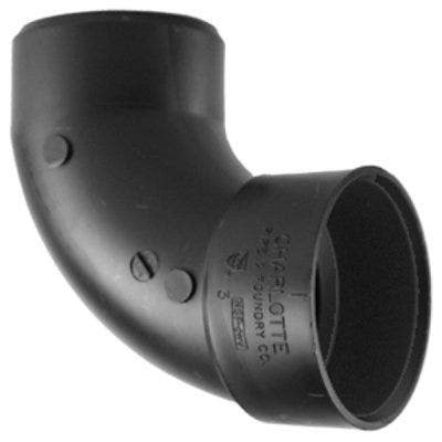 Charlotte Pipe & Foundry Company ABS 00302  1200HA ABS/DWV 90 Degree Ell, Spigot x Hub, 4 in