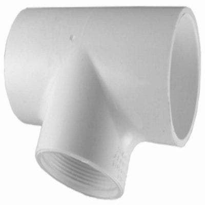 Charlotte Pipe & Foundry Company PVC 02401  3300HA Schedule 40 Reducing Pipe Tee, Slip x Slip x Thread, White, 1 x 1 x 3/4 in