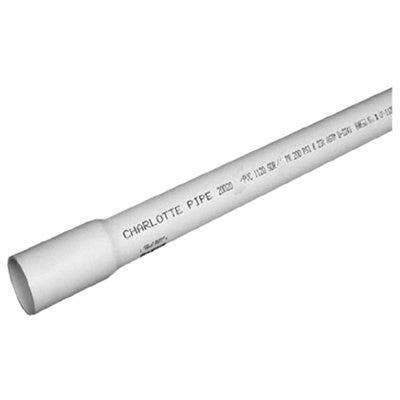 Charlotte Pipe & Foundry Company PVC 20010B 0600 PVC Pressure Pipe, Solid Wall, Bell End,SDR 21, 1 in x 20 ft