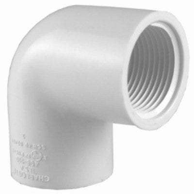Charlotte Pipe & Foundry Company PVC 02302  0 Schedule 40 90 Degree Pipe Elbow, Female x Female Thread, White