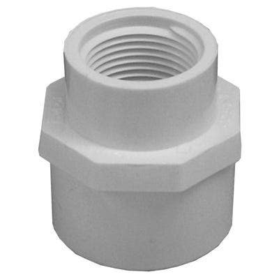 Charlotte Pipe & Foundry Company PVC 02101  3800HA Schedule 40 Reducing Pipe Adapter, Slip x FPT, White, 1 in x 3/4 in