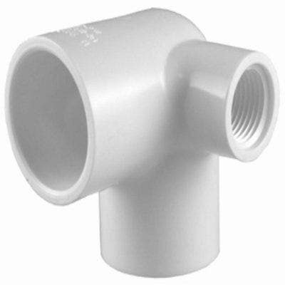 Charlotte Pipe & Foundry Company PVC 02520  0 Schedule 40 Pipe Elbow, Side Inlet, Slip x Slip x FPT, White