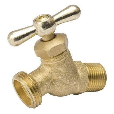 BK Products 102-304 Hose Bibb, Straight, No-Kink, Brass, 3/4 MP x 3/4-In. Hose
