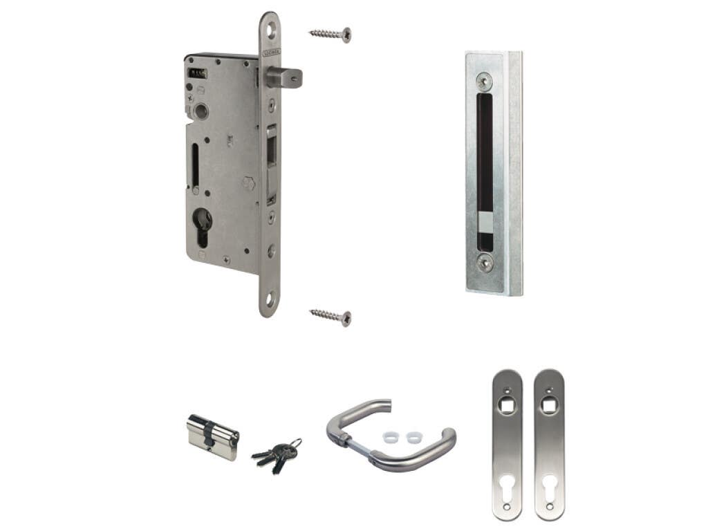 Locinox H-WOOD-SET Complete, Stainless Steel Insert Lock Set For Wooden Gate, Keyed To Differ