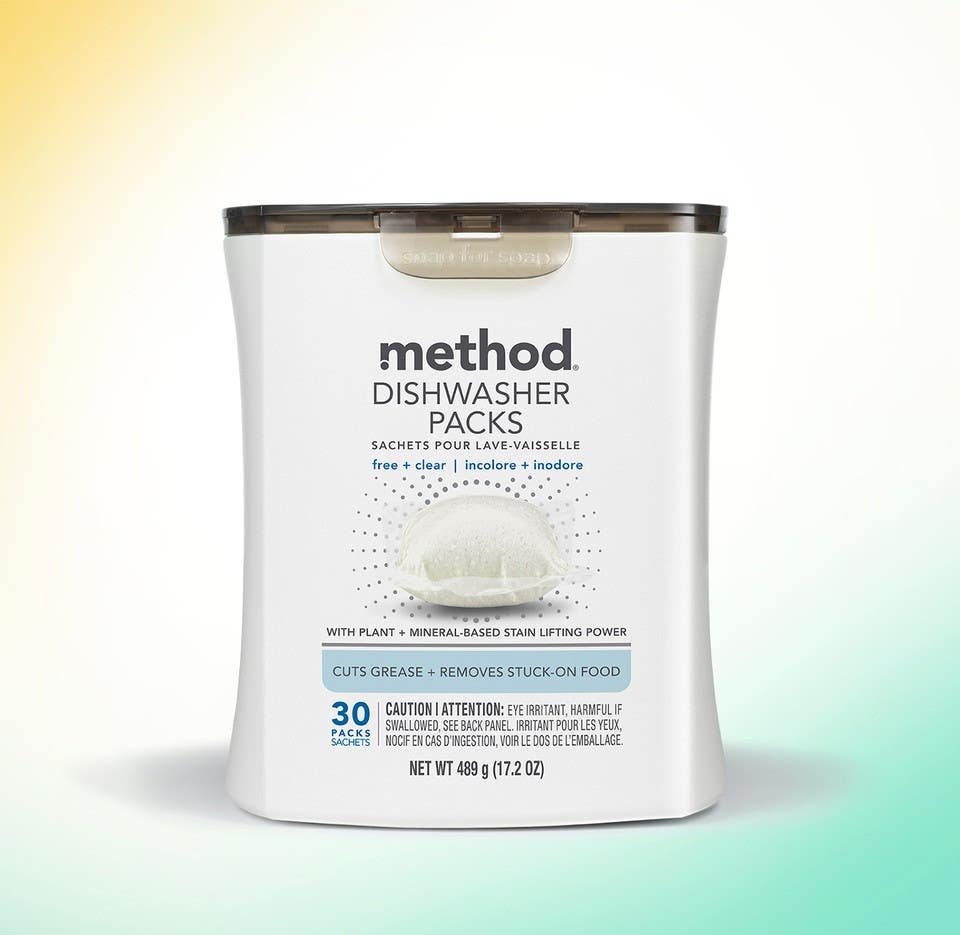 Method Products 10606 Free and Clear Dishwasher Detergent Pod Packs, 30-Ct.