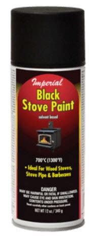 Imperial KK0197 Hi-Temperature Spray Paint, Matte Black, 12-oz.