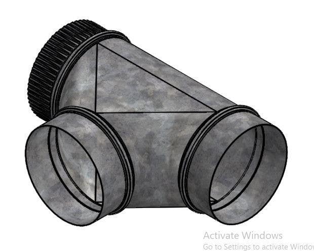 Imperial GV088 HVAC Duct Pipe Galvanized Tee, Full Flow, 26 Gauge