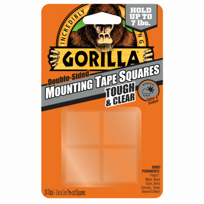 Gorilla Glue Company 6067202 Mounting Tape Squares, Clear, 1", 24-Ct.