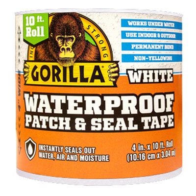 Gorilla Glue Company 101895 Waterproof Patch & Seal Tape, White, 4" x 10'