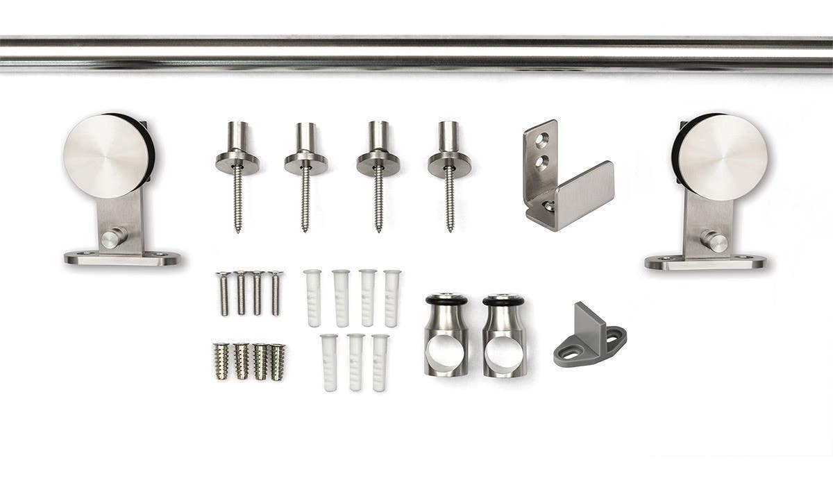 Sure-Loc Hardware BARN-5KIT72 Stainless Steel Barn Door Rail System 72"