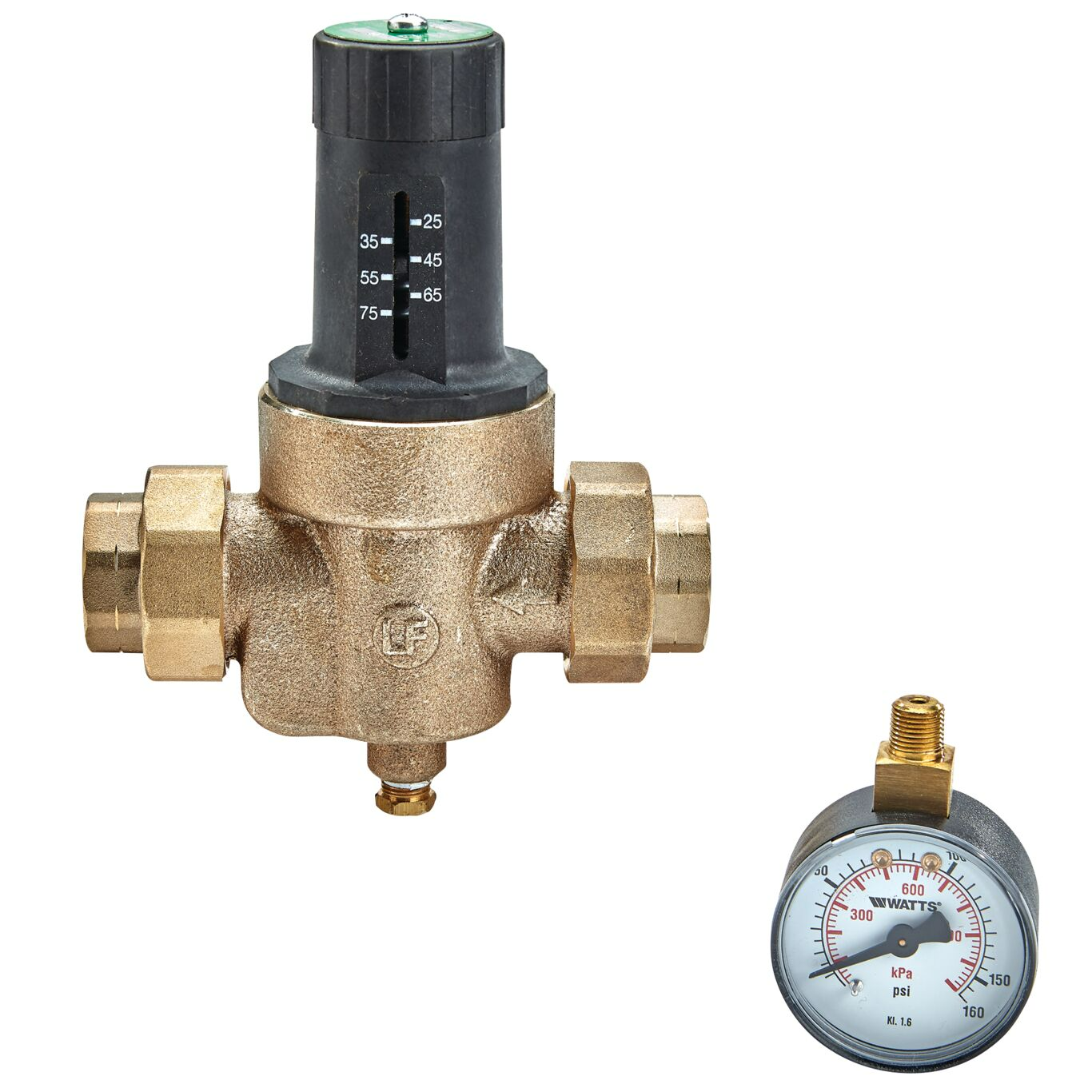 Watts 3/4 LFN45BM1-DU-EZ-GG Double-Union Pressure-Reducing Valve, 3/4"