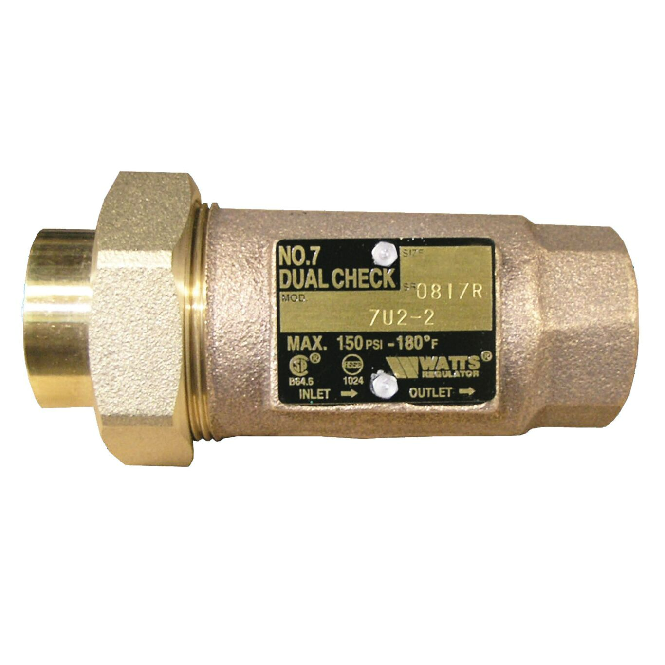 Watts LF7U2-2 3/4 Backflow Preventer, Dual Check Valve, 3/4"