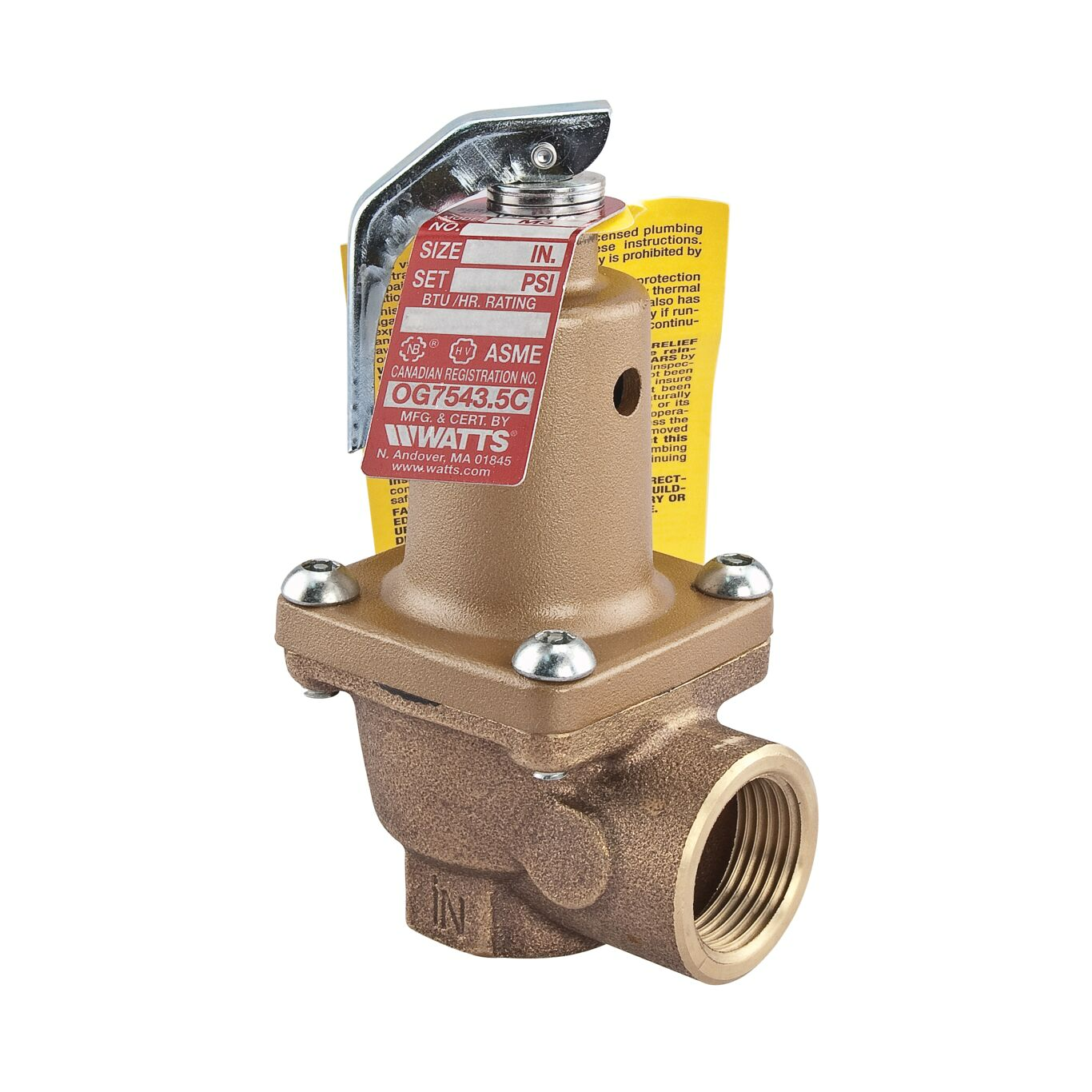 Watts 3/4 174A 030 FS Bronze Boiler Pressure Relief Valve, 3/4"