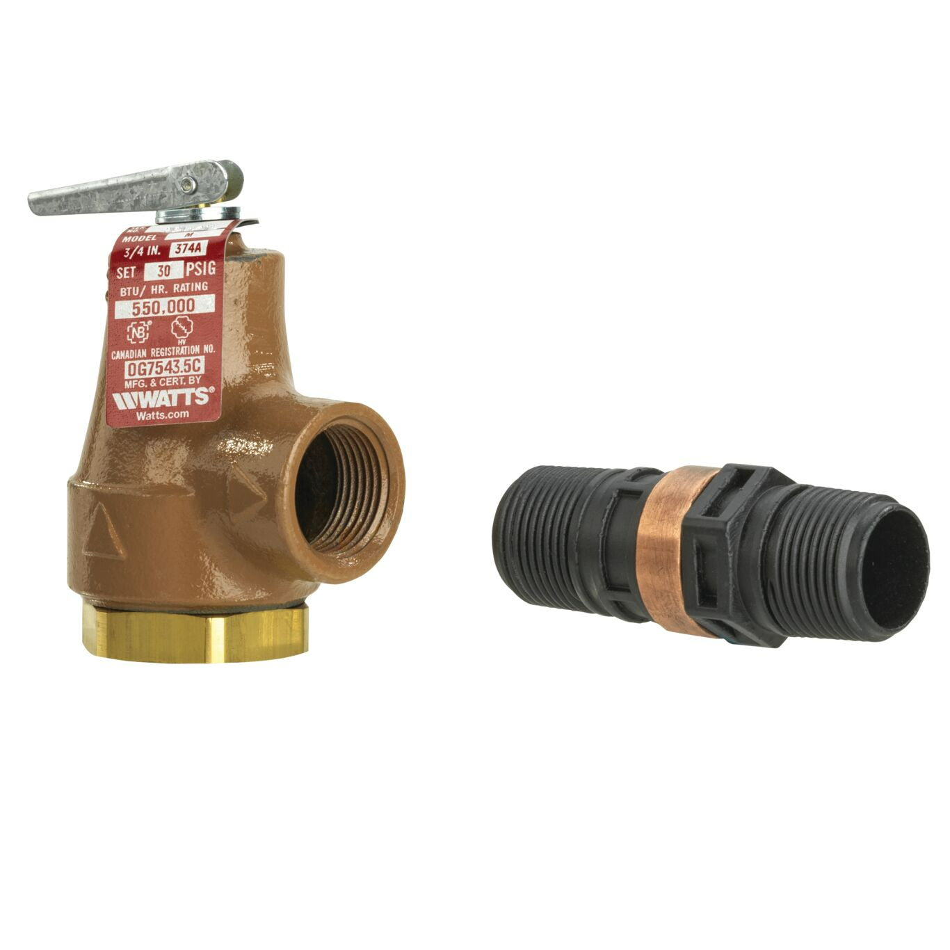 Watts 3/4 374A 030 FS Boiler Pressure Relief Valves and Flood Sensor,3/4"