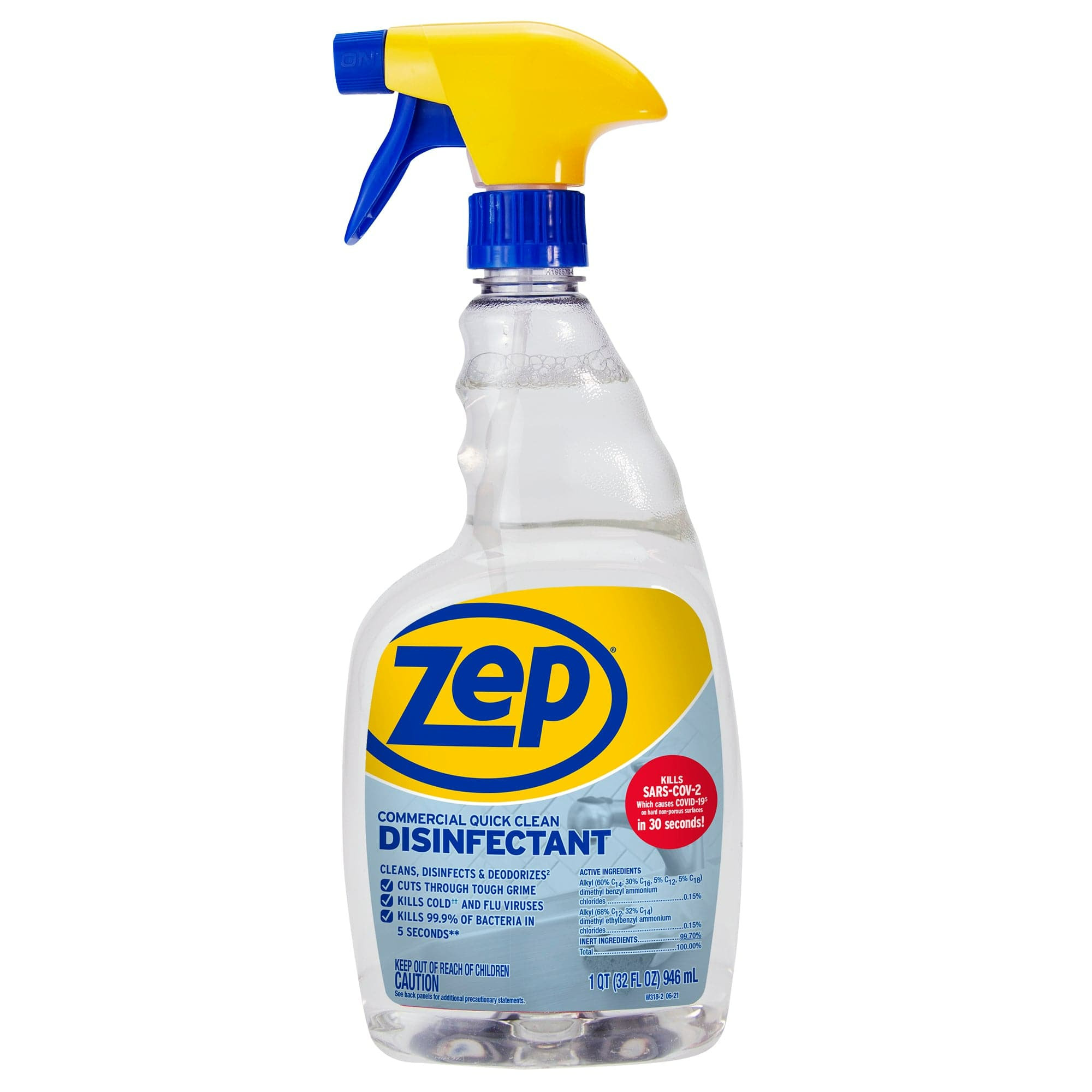 Zep ZUQCD32 Quick Clean Disinfectant Cleaner, 32 Oz.