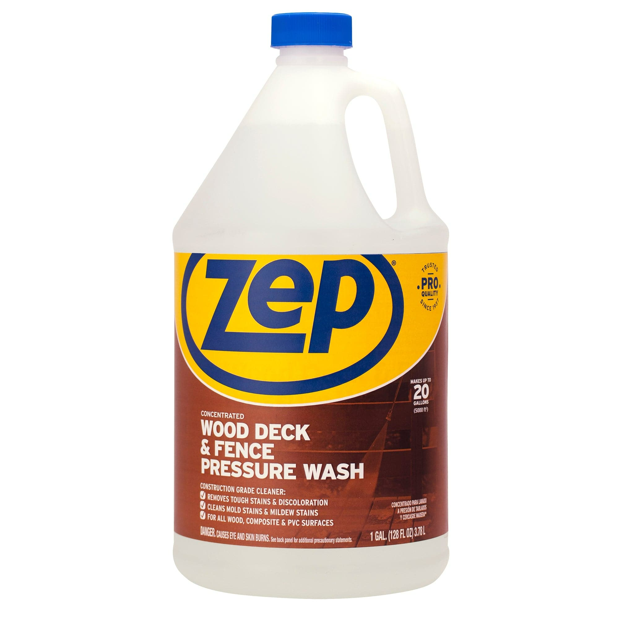 Zep ZUDFW128 Wood Deck And Fence Pressure Wash Cleaner Concentrate, 1 Gallon