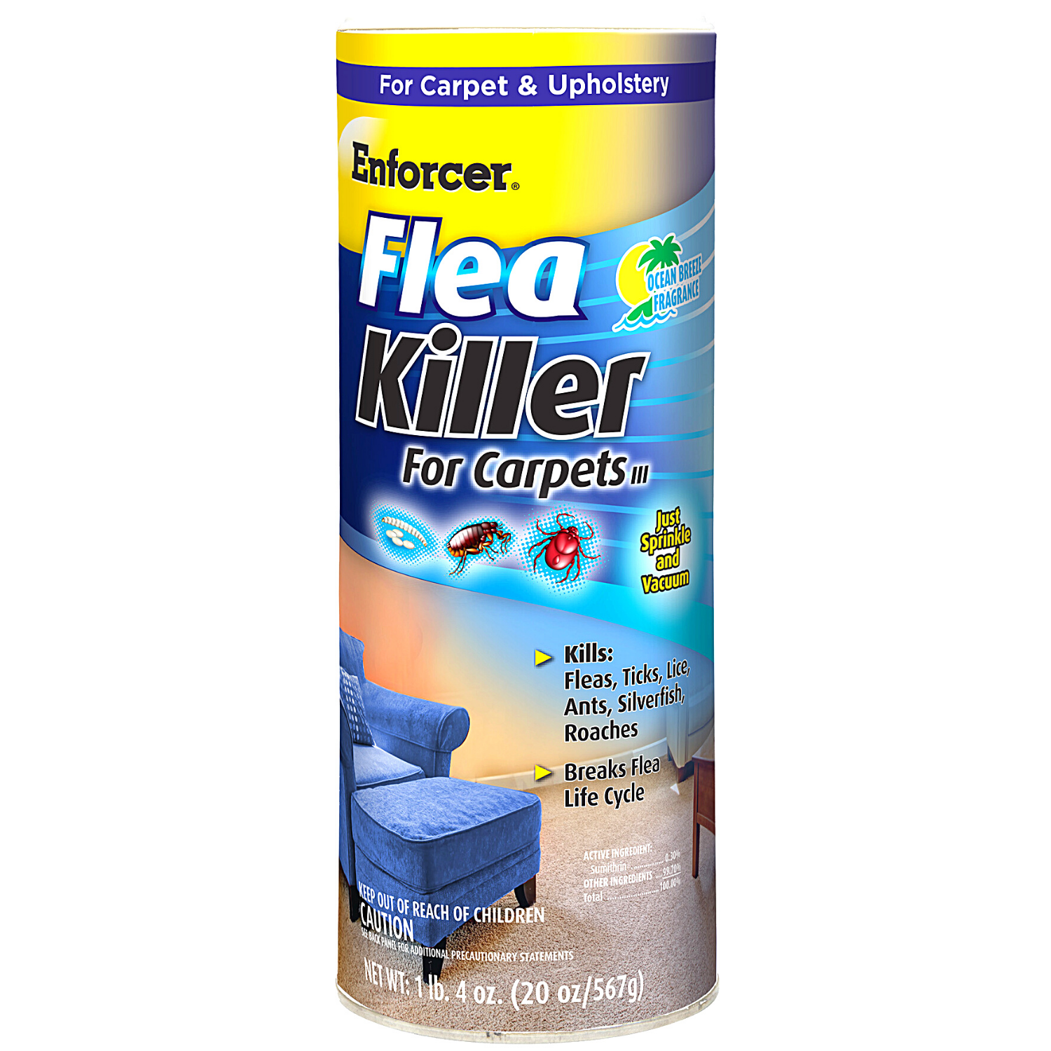 Zep EFKOB20 Flea Killer For Carpets Ocean Breeze, 20 Oz.