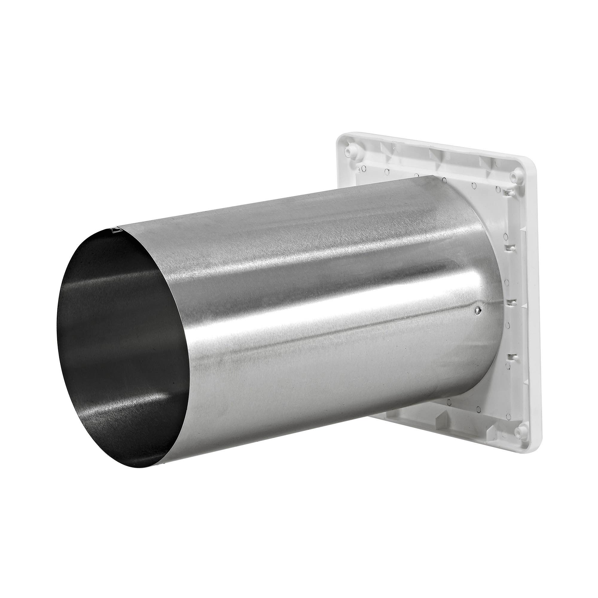 Lambro Industries 361WTP 6 inch White Plastic Exhaust Wall Louvered Vent- 11 inch Pipe