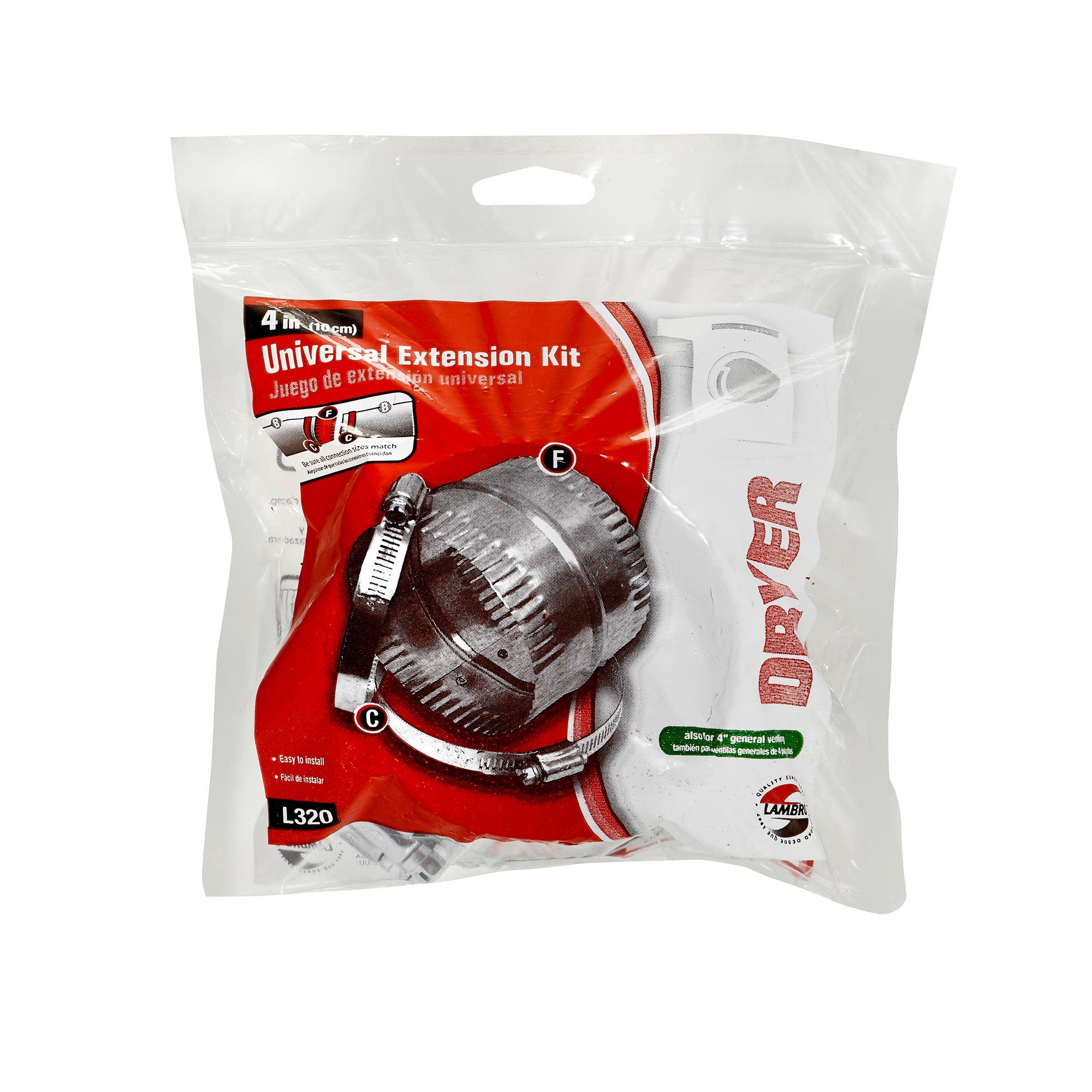 Lambro Industries 320L 4" Galvanized Duct Extension Connector Kit