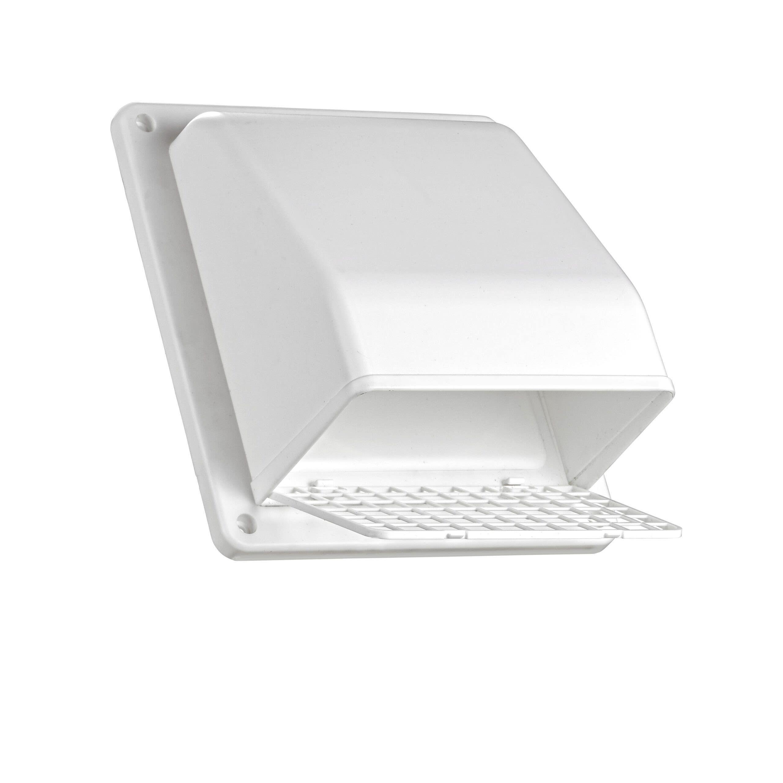 Lambro Industries 351W 6 inch White Plastic Wall Exhaust or Air Intake Vent - Hinged Screen