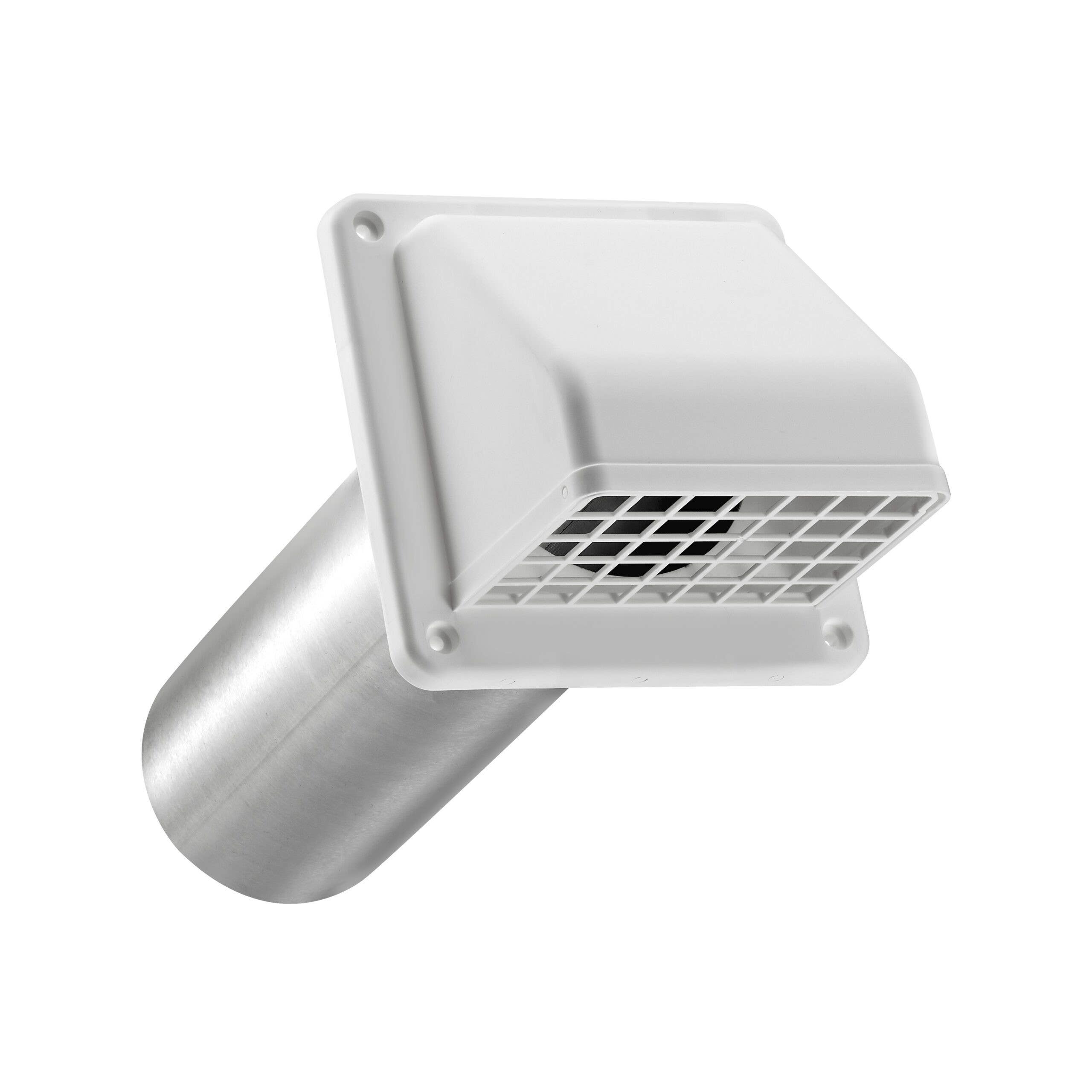 Lambro Industries 222WS 3 inch White Plastic Exhaust Wall Hood Vent - 11 inch Pipe