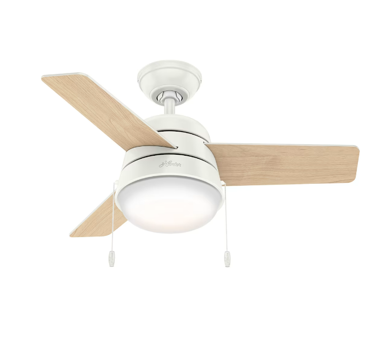 Hunter Fan Company 59301 Aker White Ceiling Fan with LED Light 36 in.
