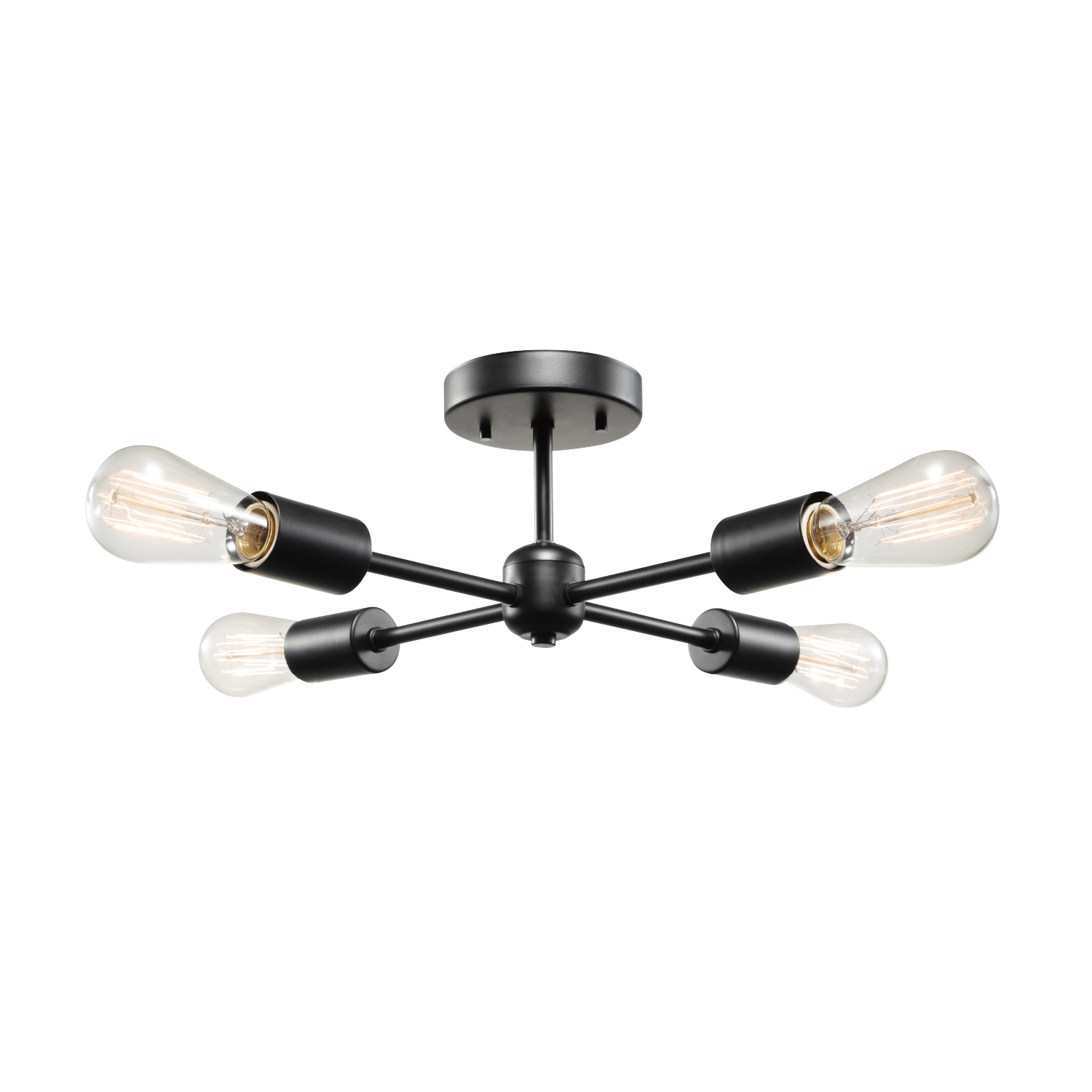 Globe Electric 66008 Vane 4-Light Matte Black Flush Mount Light