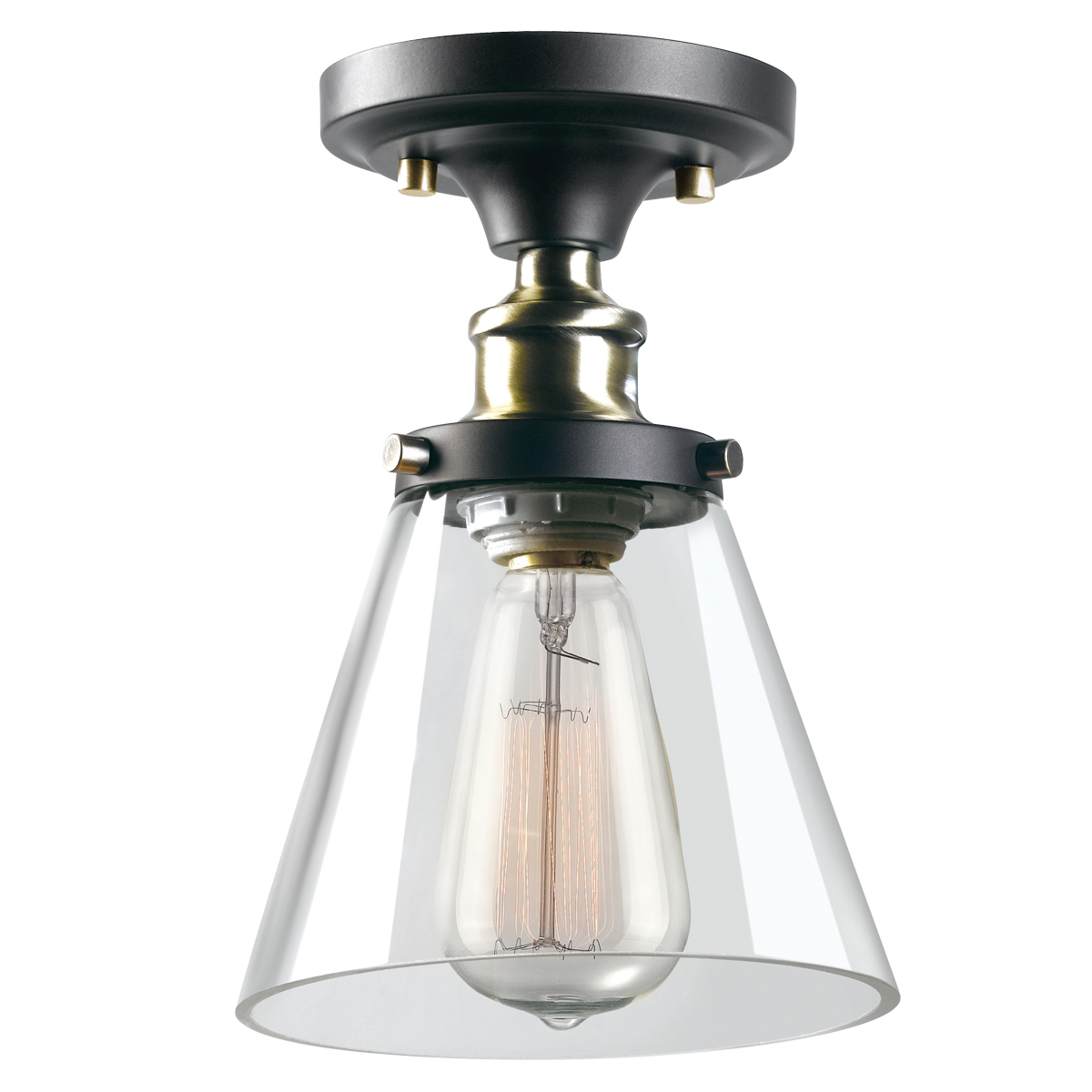 Globe Electric 65380 Jackson 1-Light Dark Bronze Flush Mount Light