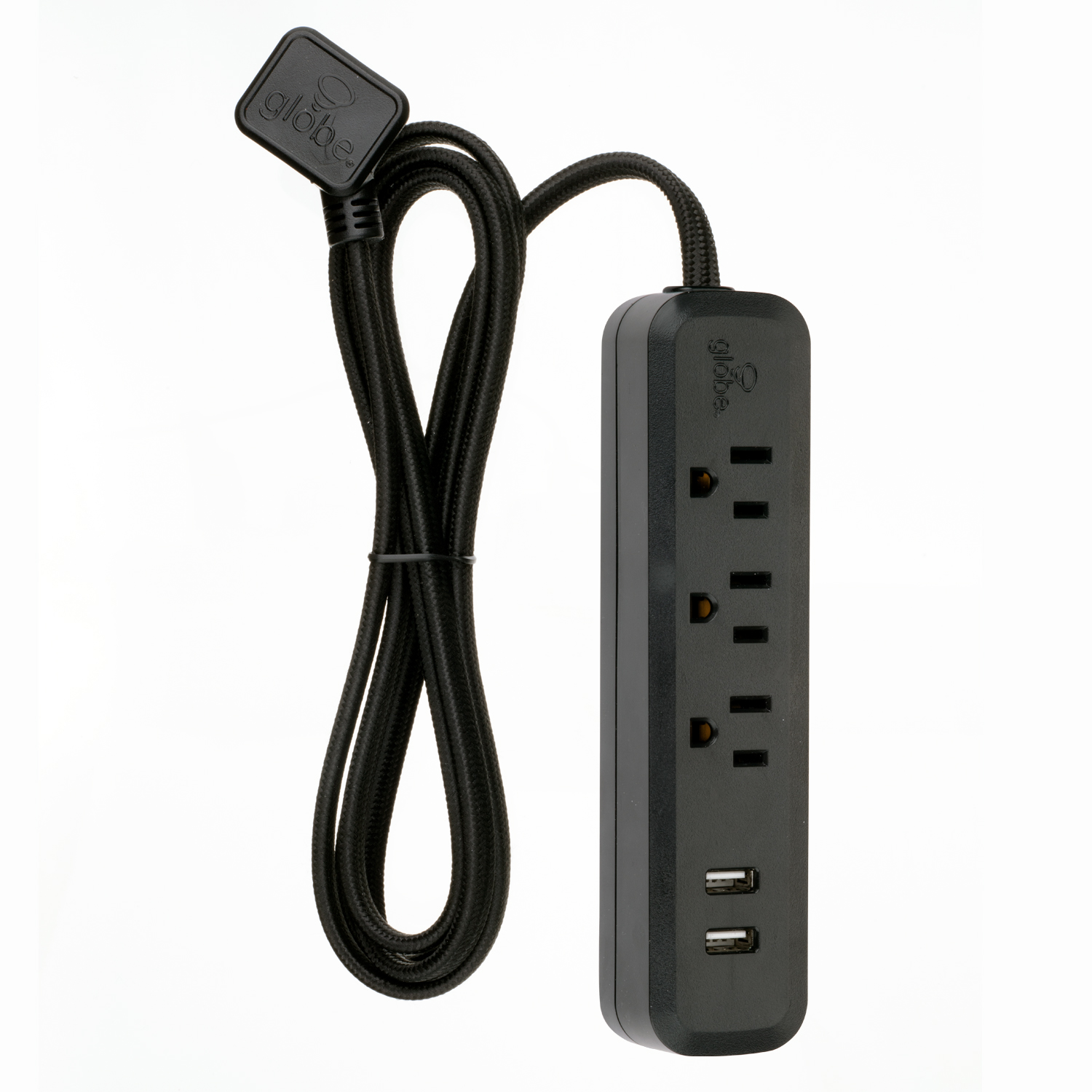 Globe Electric 78249 Designer Series 6ft 3-Outlet Black Power Strip