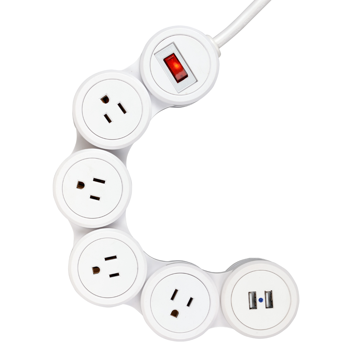Globe Electric 7817501 Flexigon White Surge Protector Power Strip