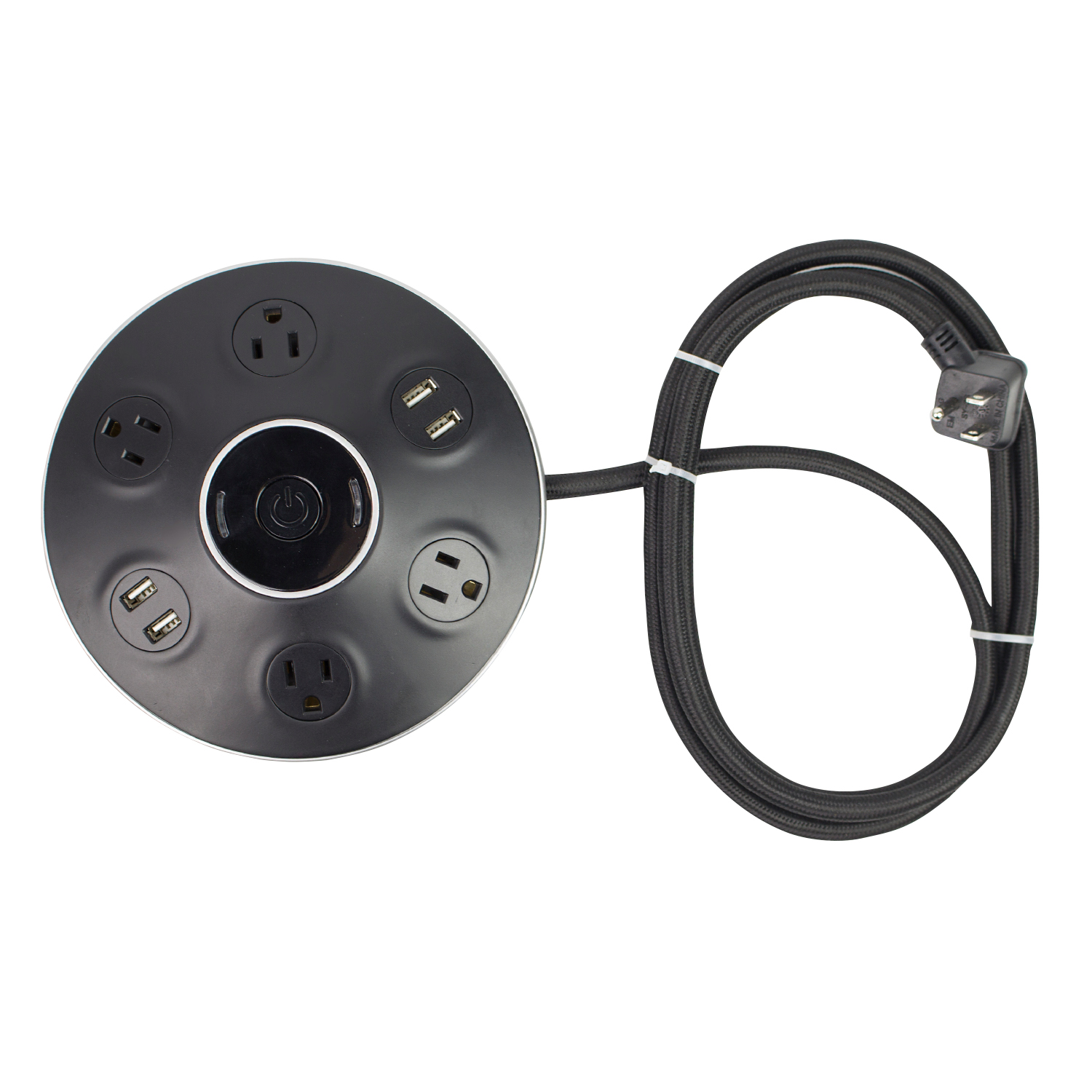 Globe Electric 78525 Designer Series 6ft 4-Outlet Black Power Strip