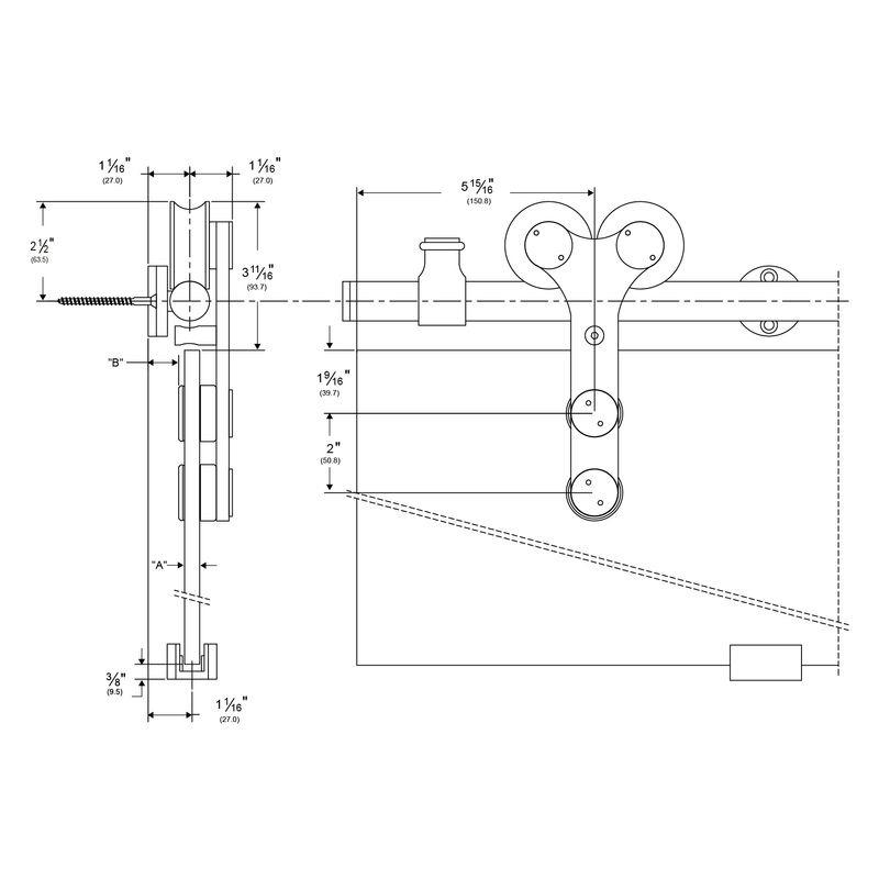 Pemko G70 Stainless Steel Sliding Track Hardware System, Brushed Stainless Steel