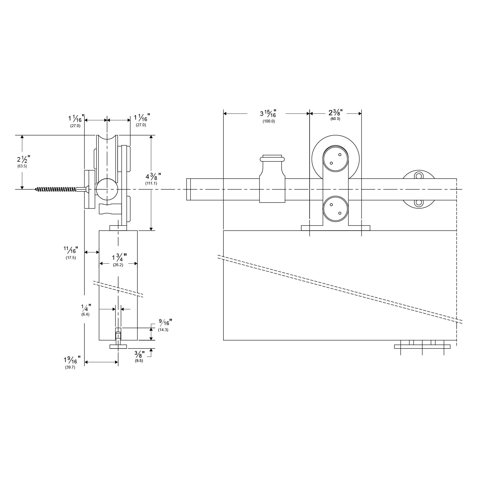 Pemko W60 Stainless Steel Sliding Track System