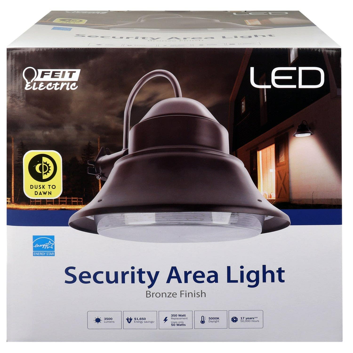 Feit Electric 73700 3500 Lumens Dusk to Dawn Yard Light, 13 in. 50W