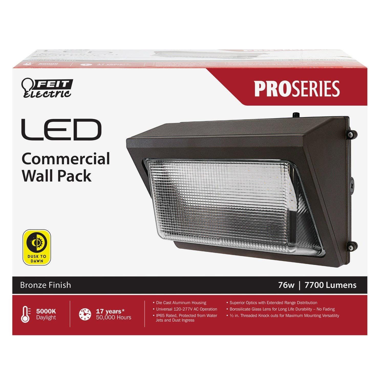 Feit Electric S15CWPK/850/BZ LED Bronze Wall-Pack Security Light, 15 in. 76W