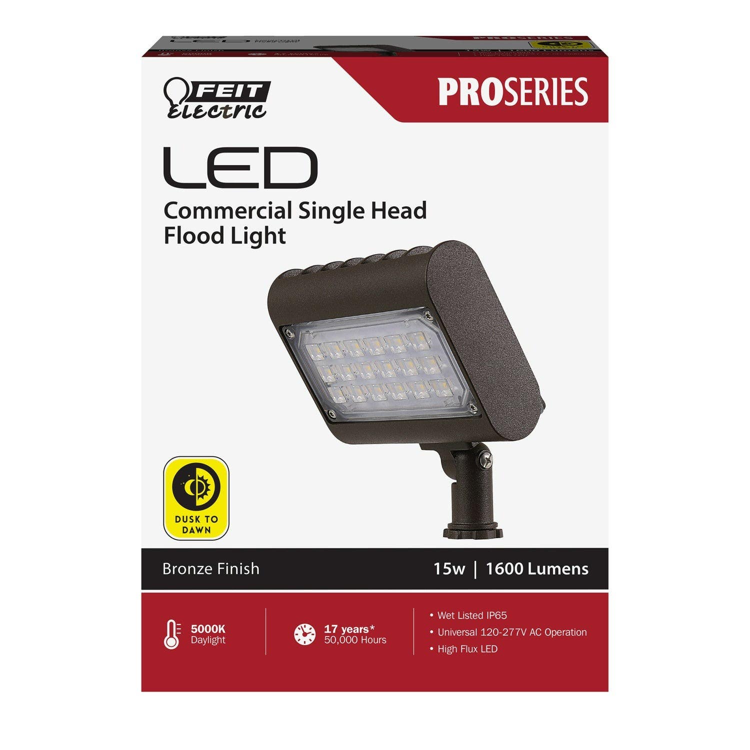 Feit Electric S4.5CSFL/850/BZ Dusk to Dawn Flood Led Light, 1600 Lumen