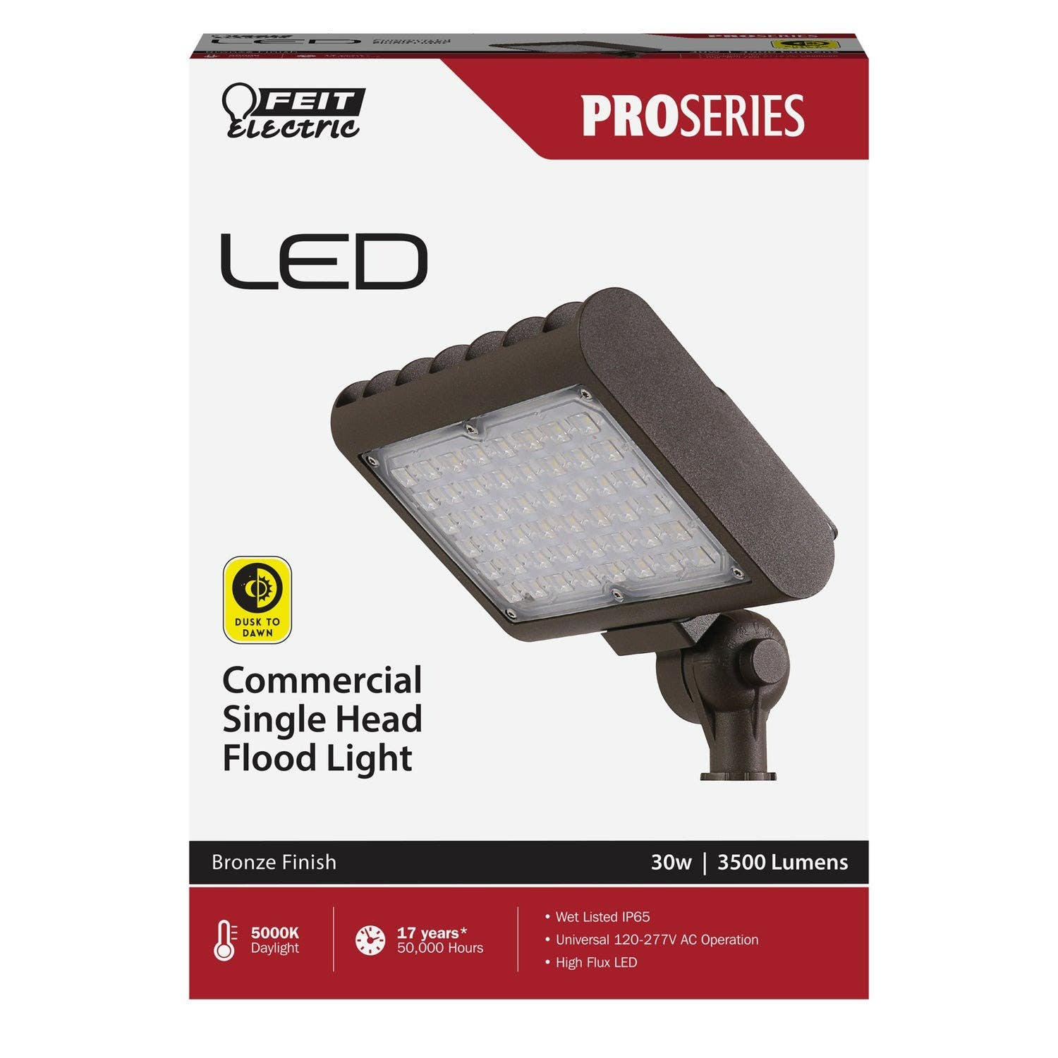 Feit Electric S7CSFL/850/BZ 3500 Lumens Bronze Led Flood Light, 7 in. 30W