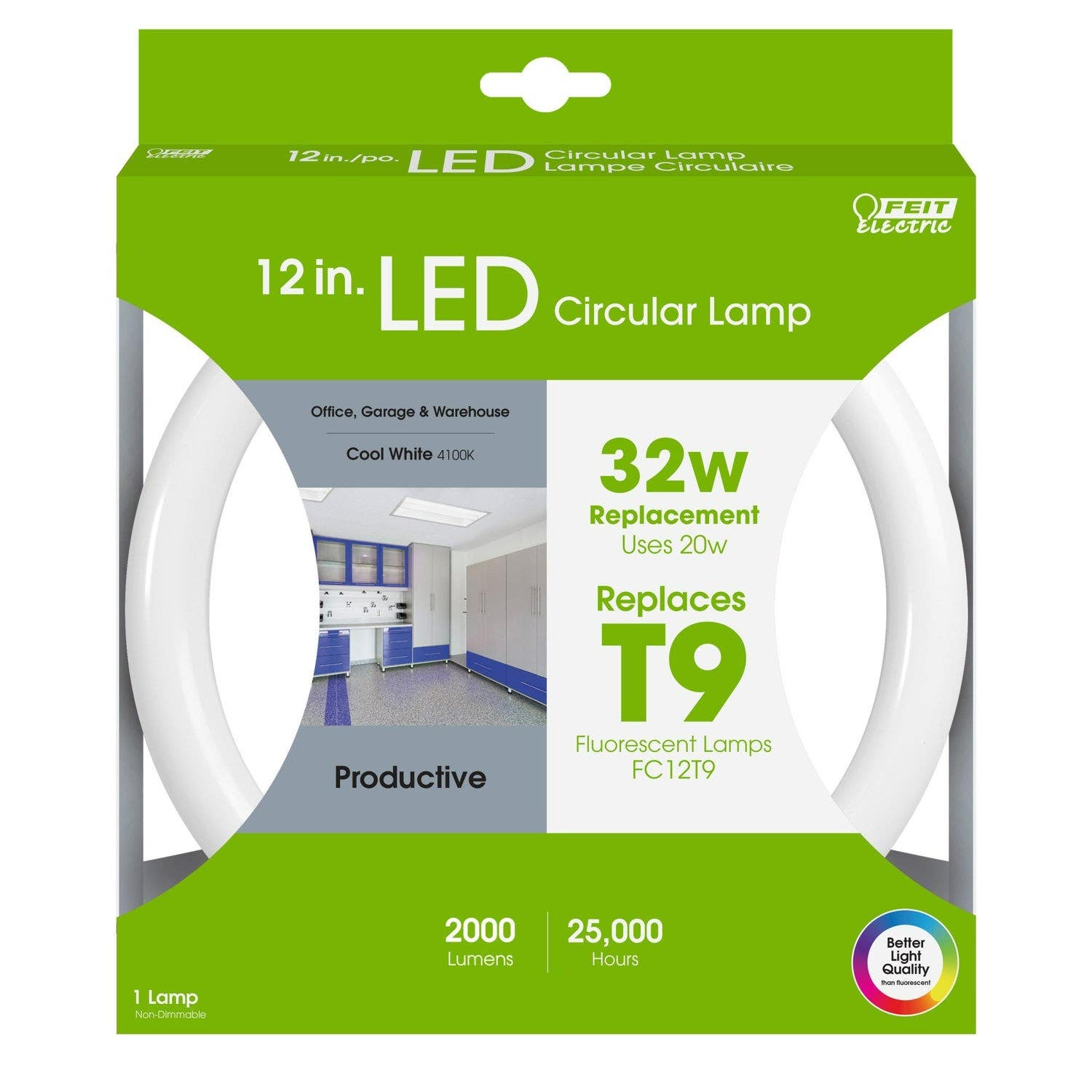 Feit Electric FC12/840/LED T9 LED Circular Light Bulb, 20W