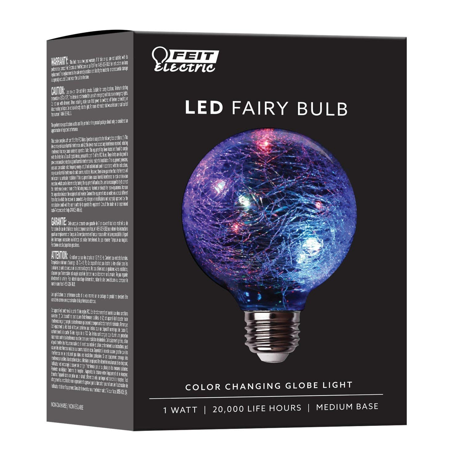 Feit Electric FY/G25/RGB/CR/LED/RP Crackle Glass RGB G25 LED Fairy Light